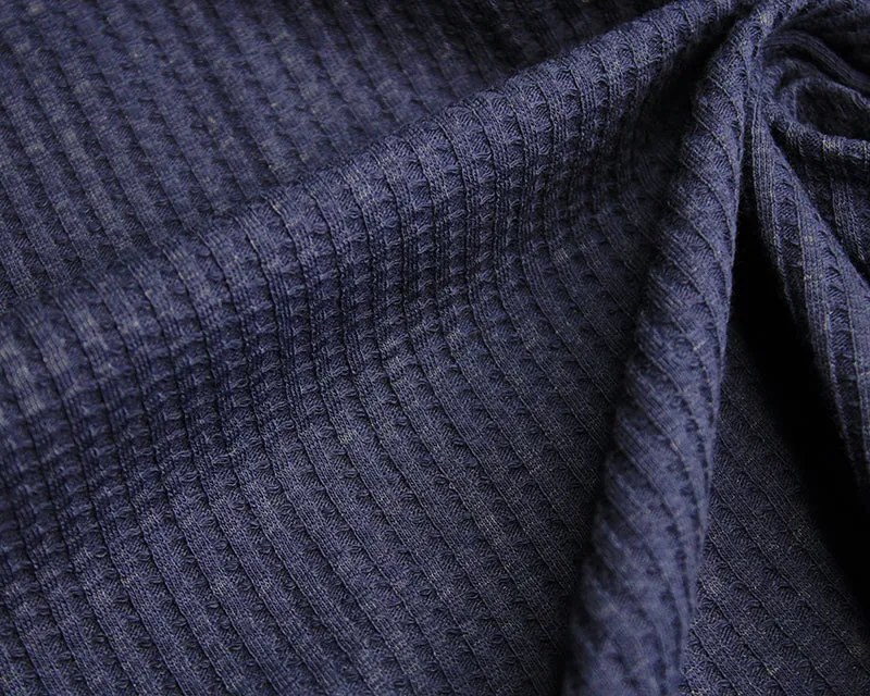 Waffle knit - Soft waffle cotton jersey - Navy blue