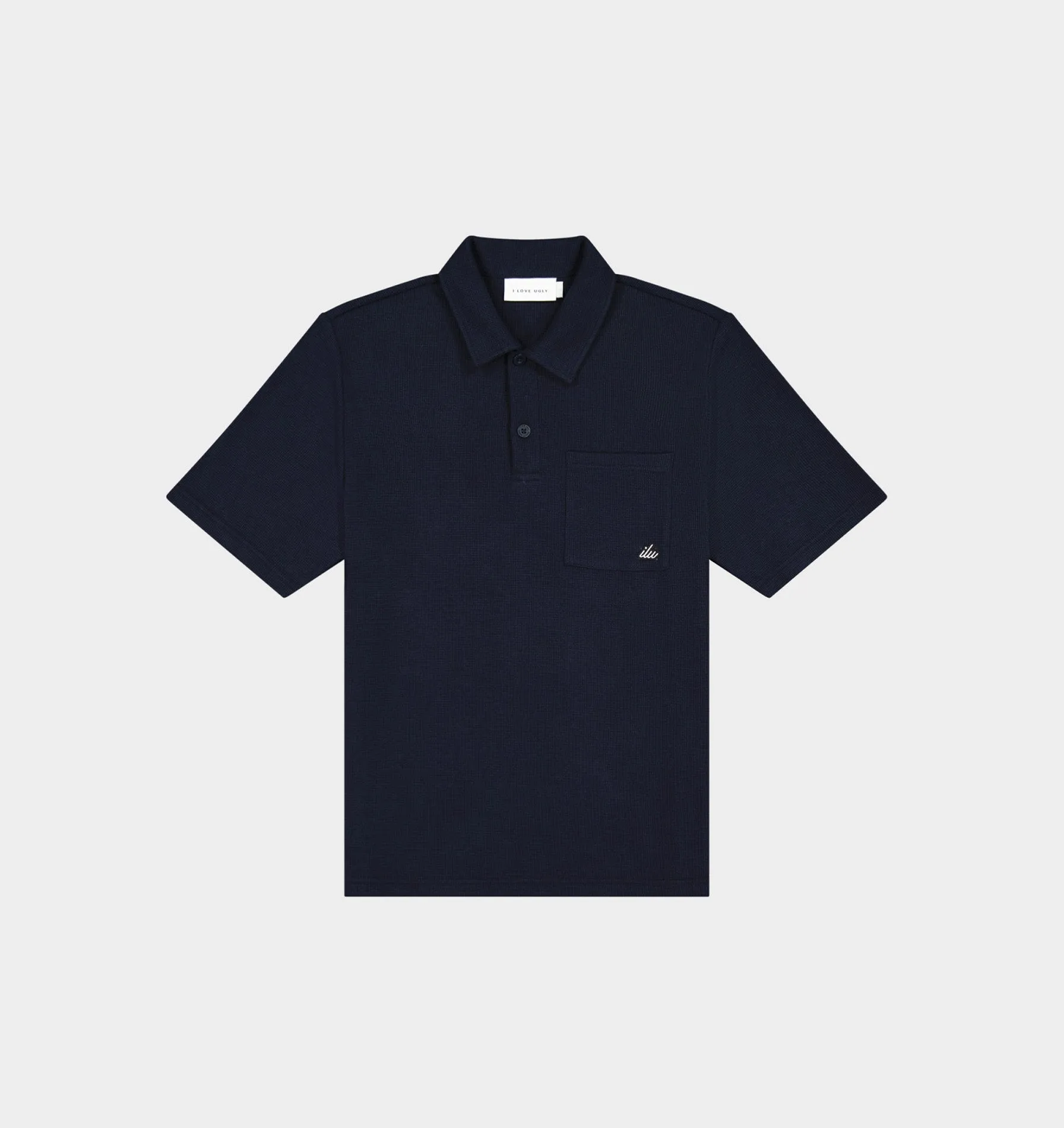 Waffle SS Polo Shirt - Navy