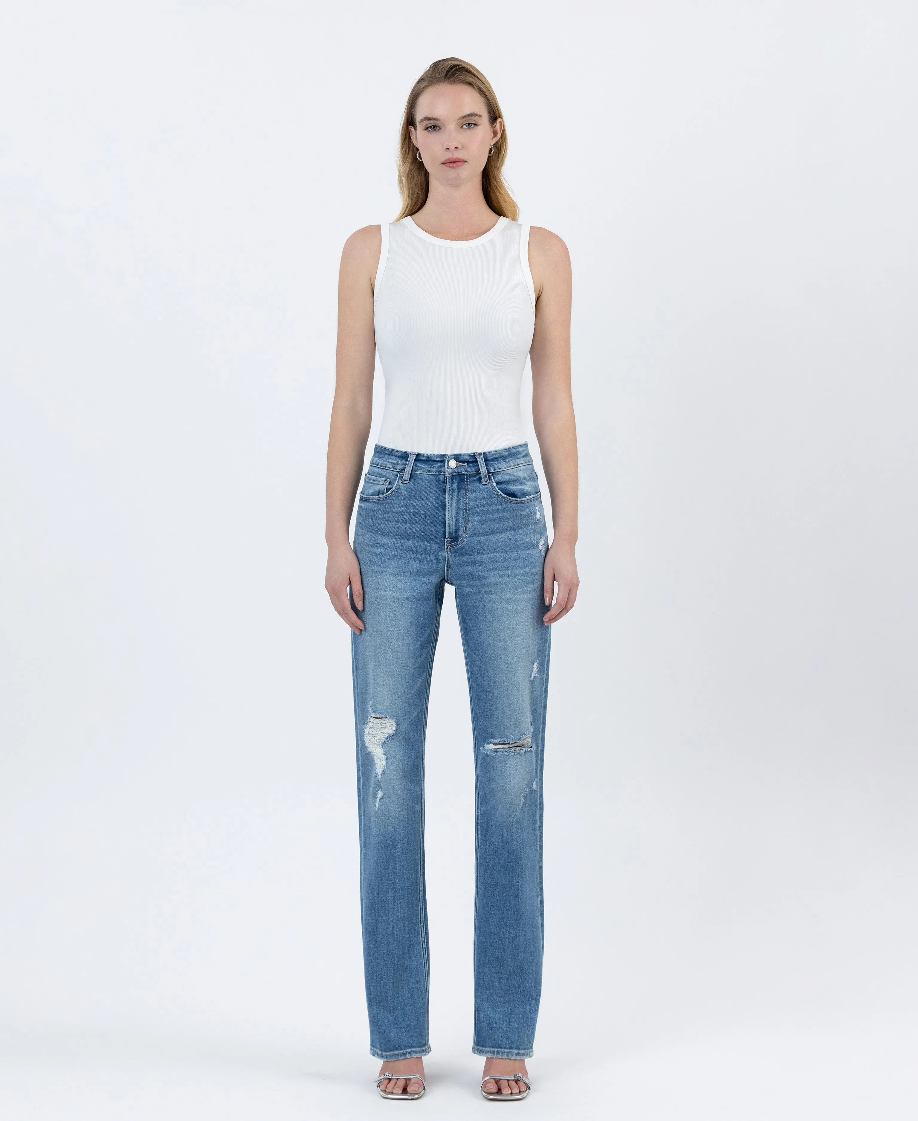 Well Bred - High Rise Full Length Straight Jeans