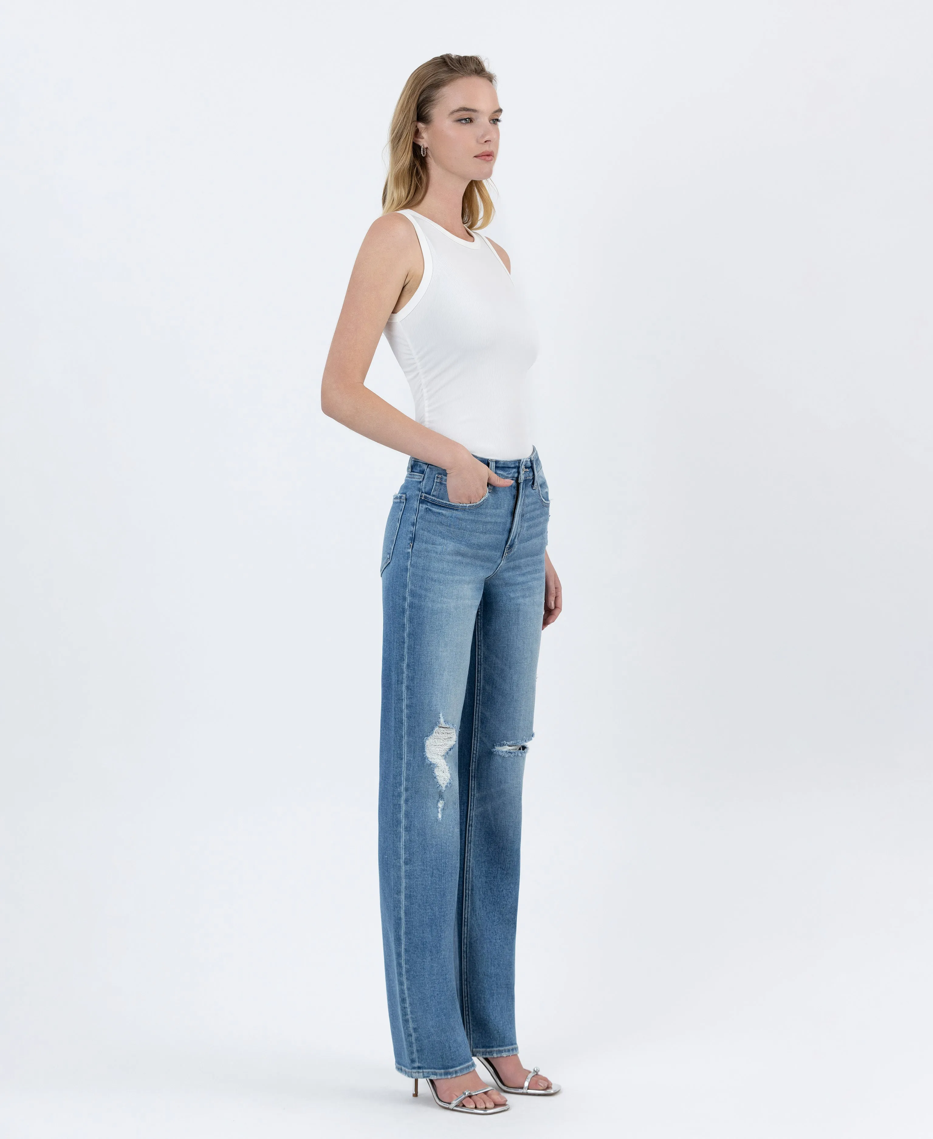 Well Bred - High Rise Full Length Straight Jeans