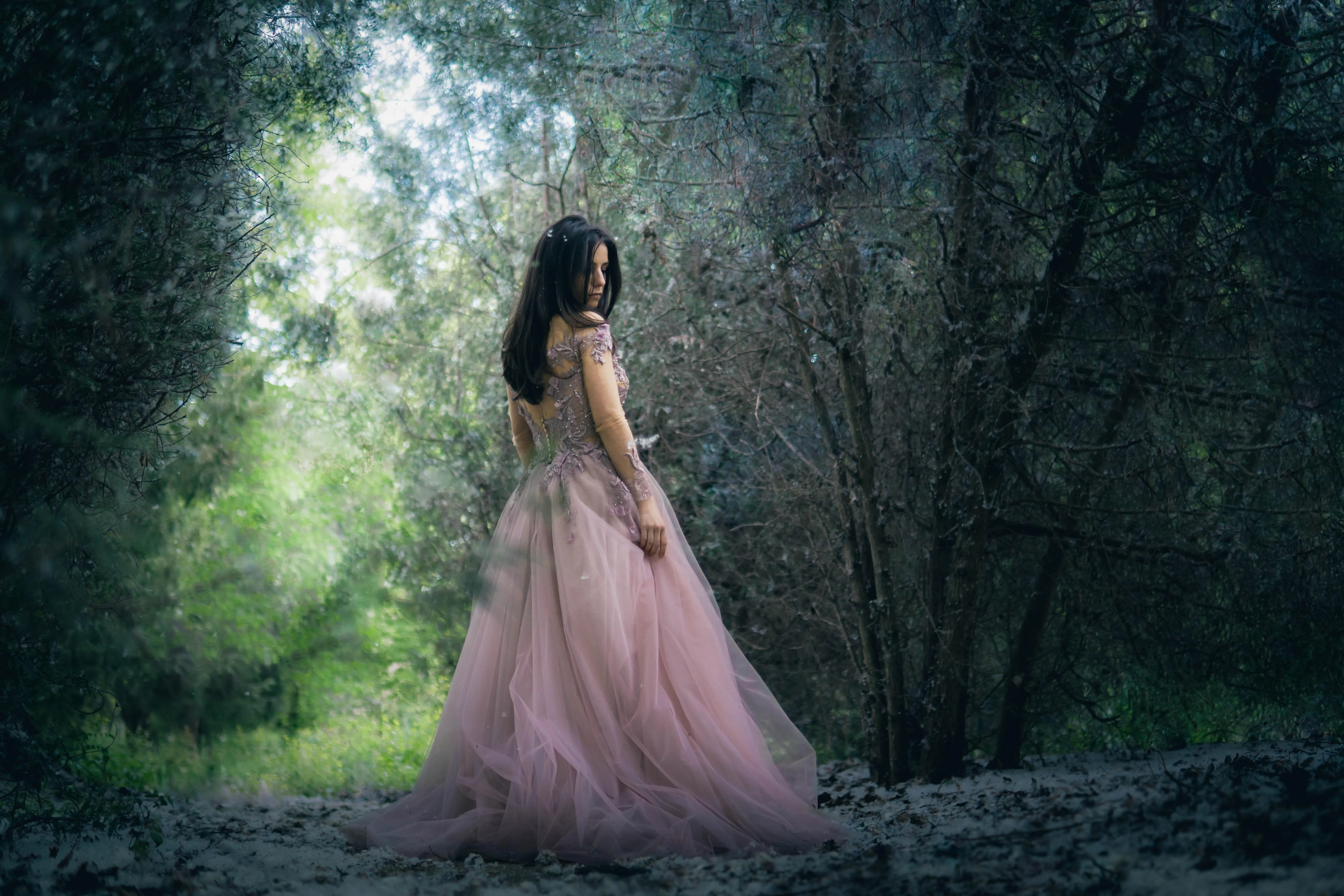 Whimsical Fairy Floral Gown with Long Sleeves - In Stock