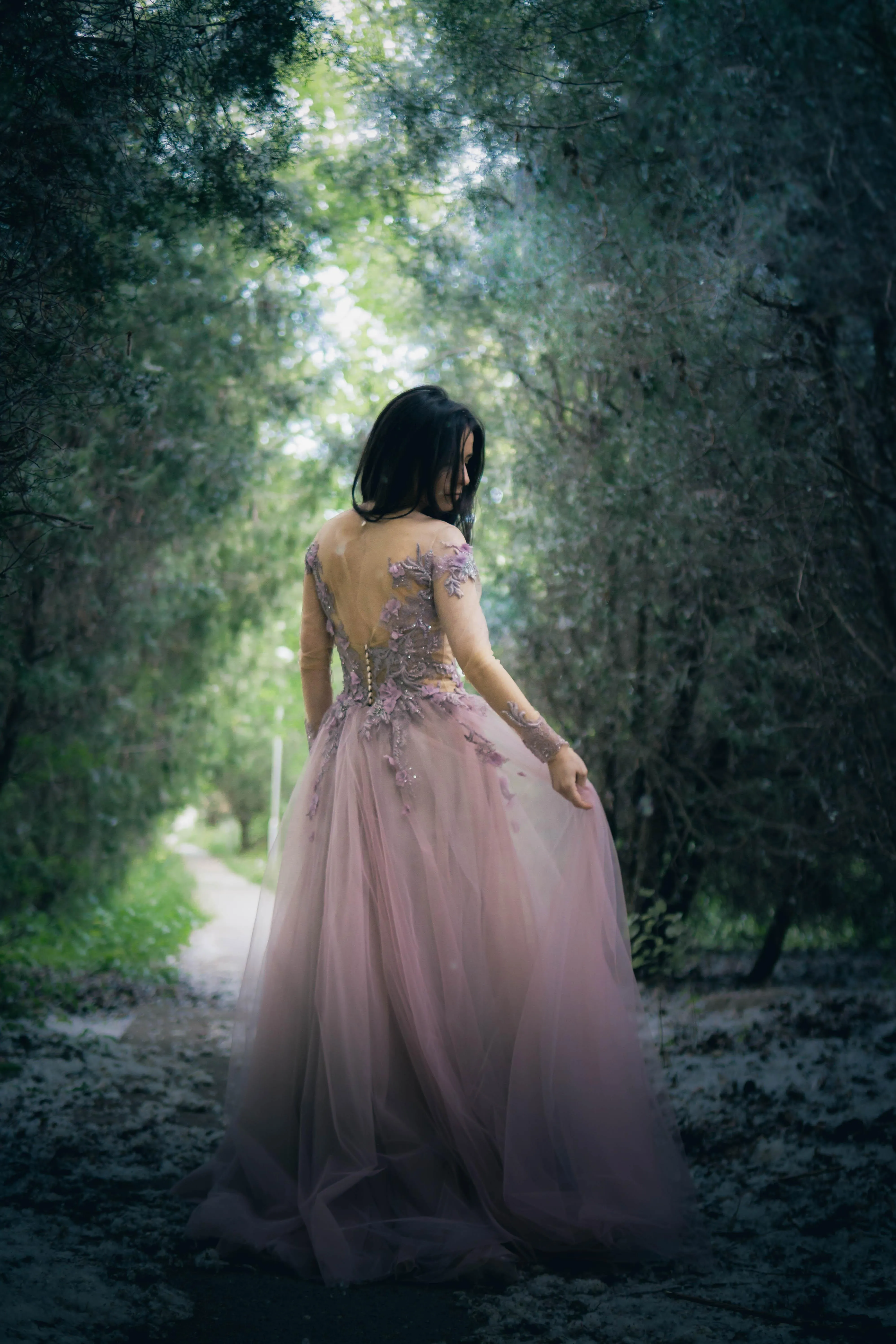Whimsical Fairy Floral Gown with Long Sleeves - In Stock