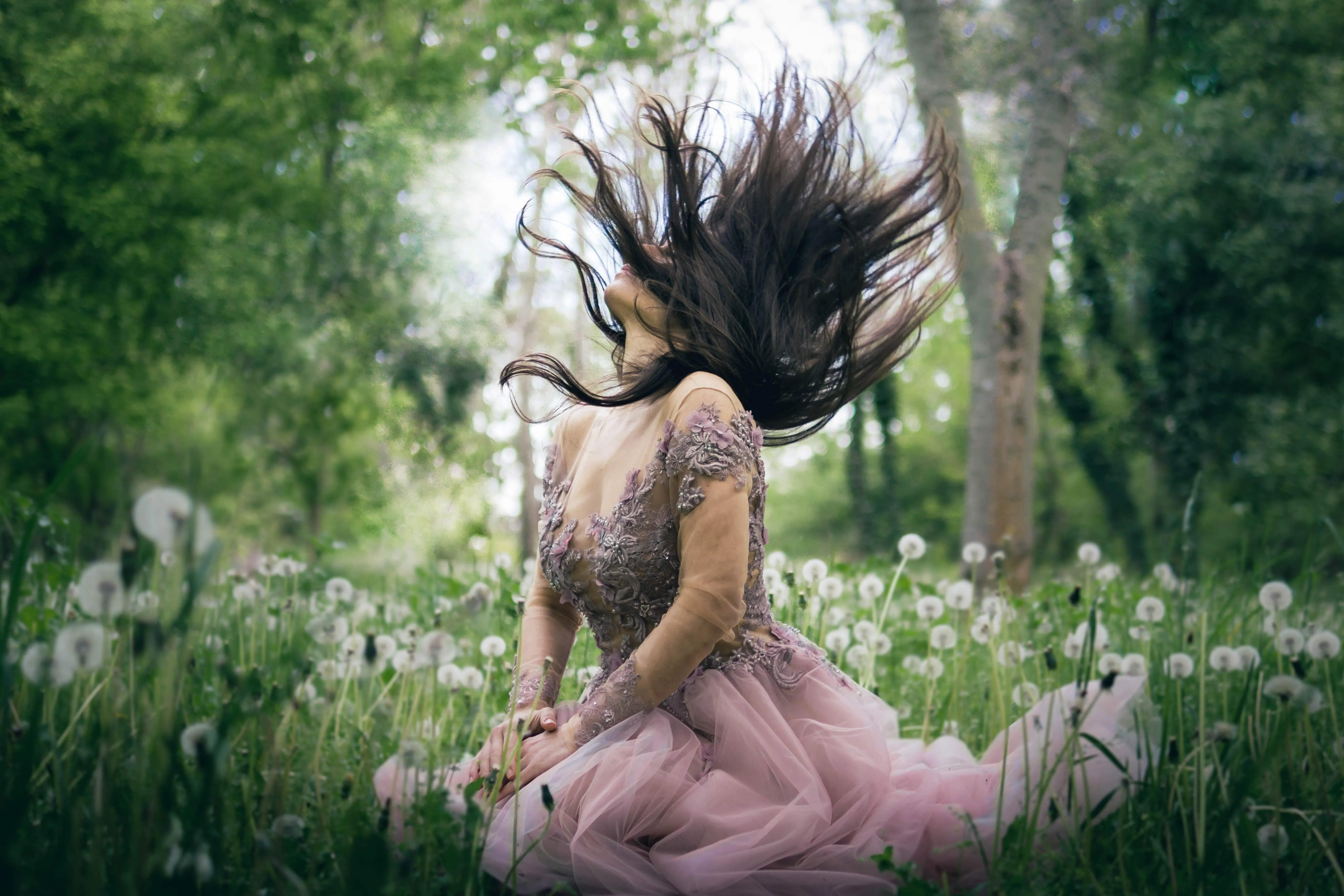 Whimsical Fairy Floral Gown with Long Sleeves - In Stock