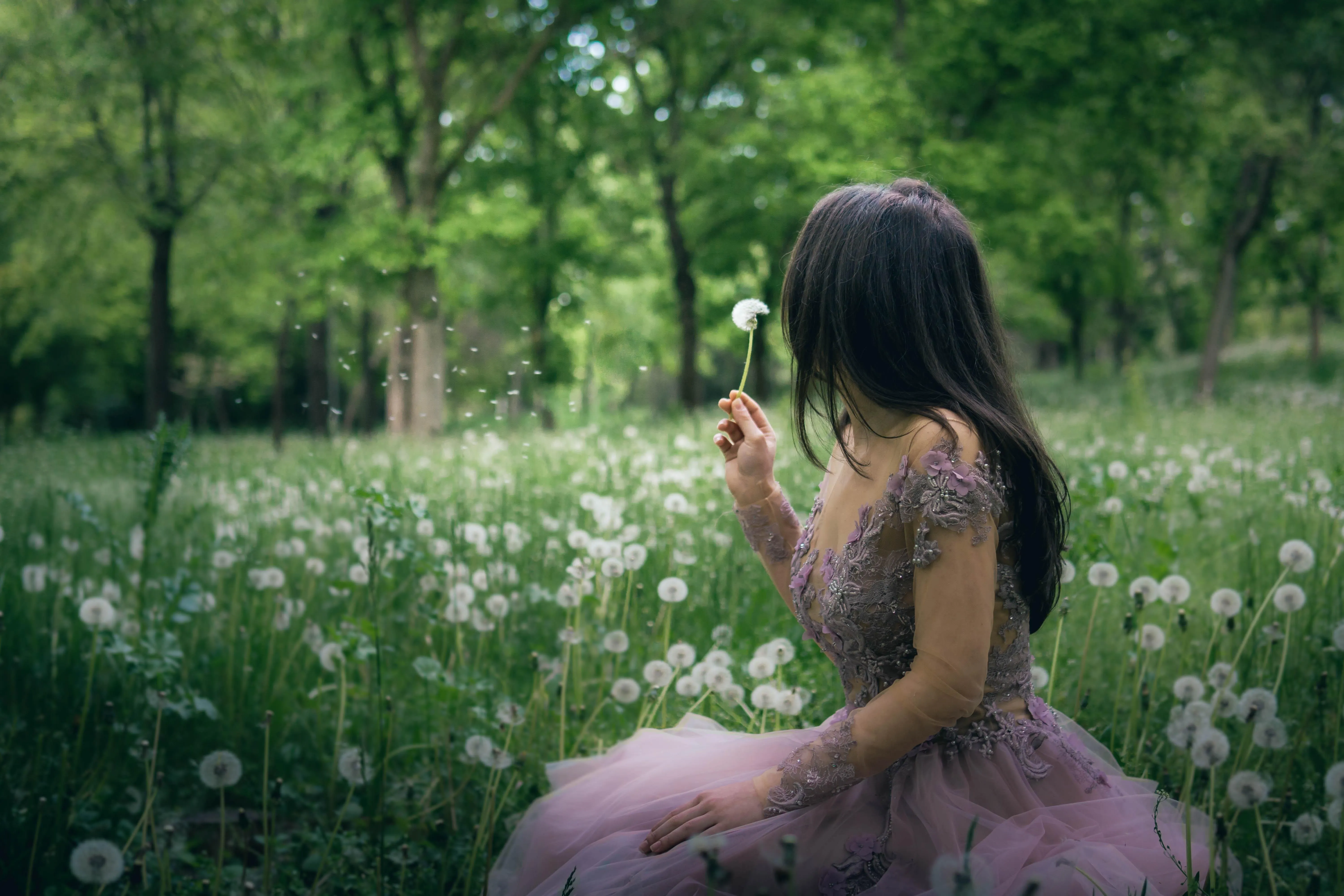 Whimsical Fairy Floral Gown with Long Sleeves - In Stock