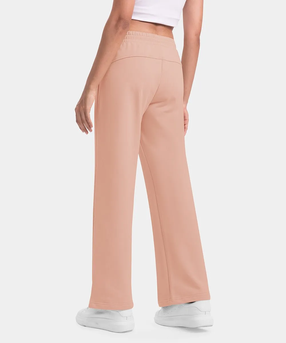 Women's 1/2 Zip Hooded Pullover And Wide Leg Pants Casual Set