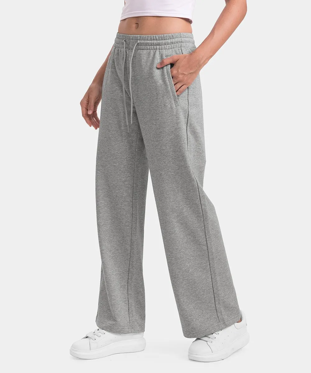 Women's 1/2 Zip Hooded Pullover And Wide Leg Pants Casual Set