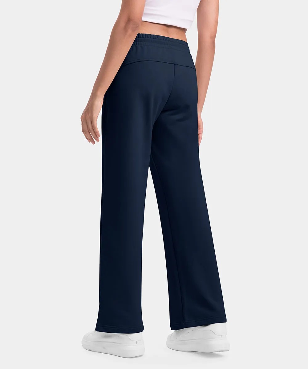 Women's 1/2 Zip Hooded Pullover And Wide Leg Pants Casual Set