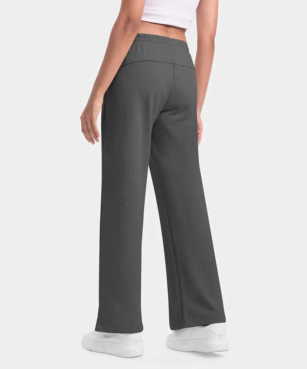 Women's 1/2 Zip Hooded Pullover And Wide Leg Pants Casual Set