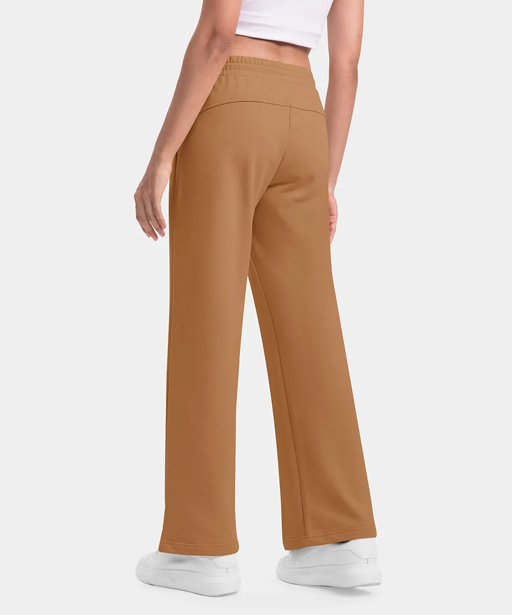 Women's 1/2 Zip Hooded Pullover And Wide Leg Pants Casual Set
