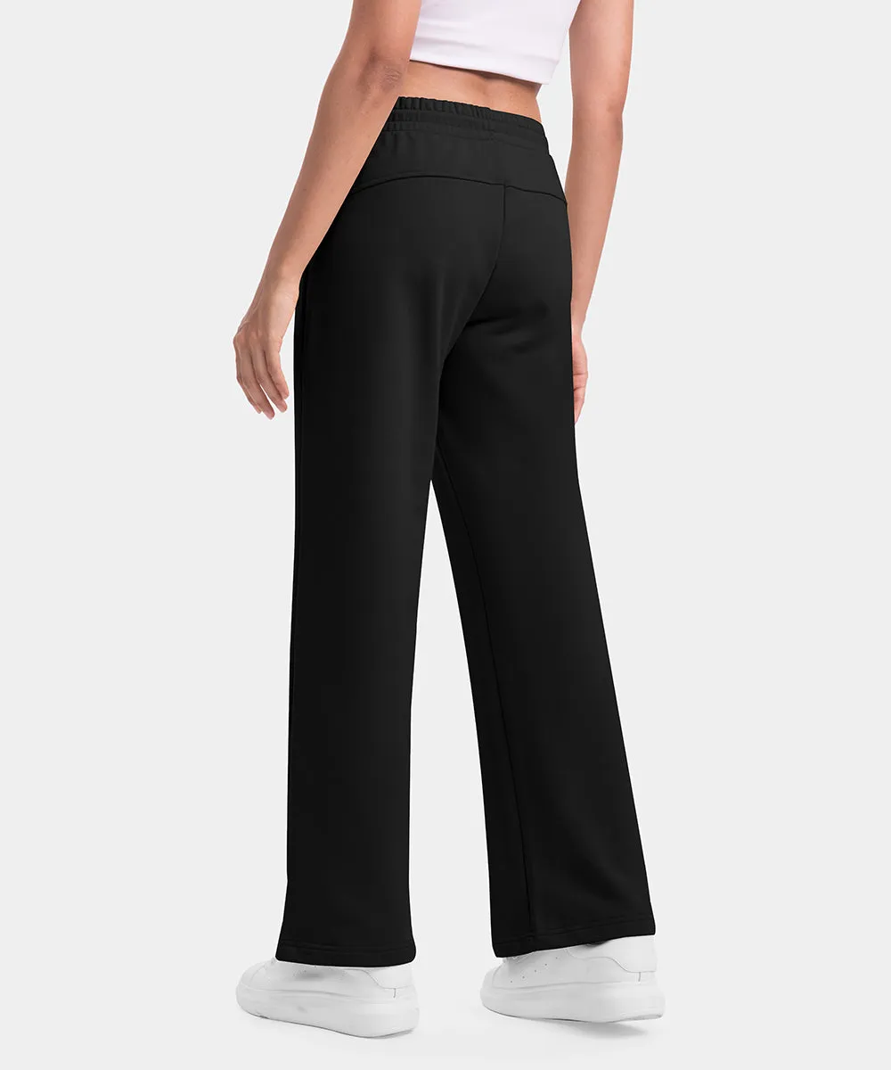 Women's 1/2 Zip Hooded Pullover And Wide Leg Pants Casual Set