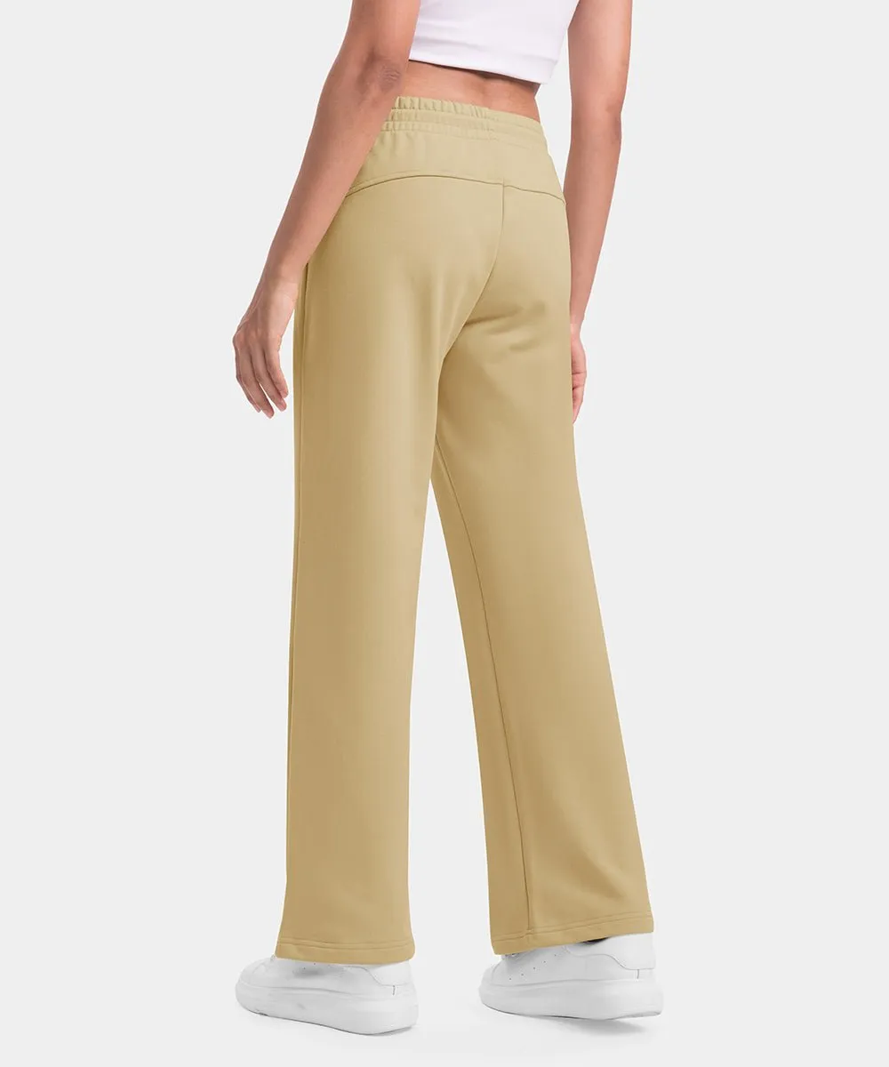 Women's 1/2 Zip Hooded Pullover And Wide Leg Pants Casual Set