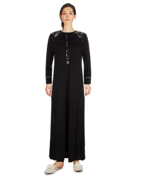 Women's Floral Flocked Full-Length Lounger Gown