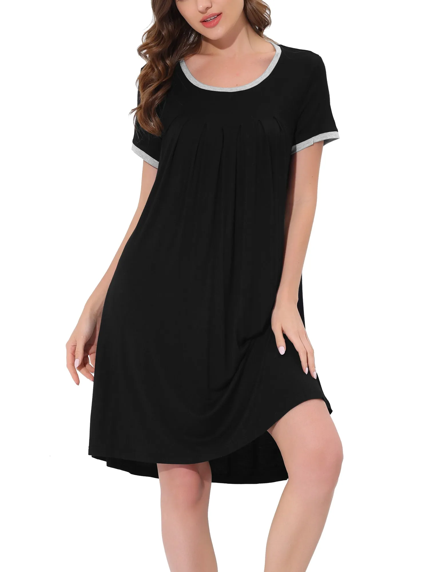 Women's Sleepwear Pajama Dress Soft Nightshirt with Pockets Lounge Nightgown