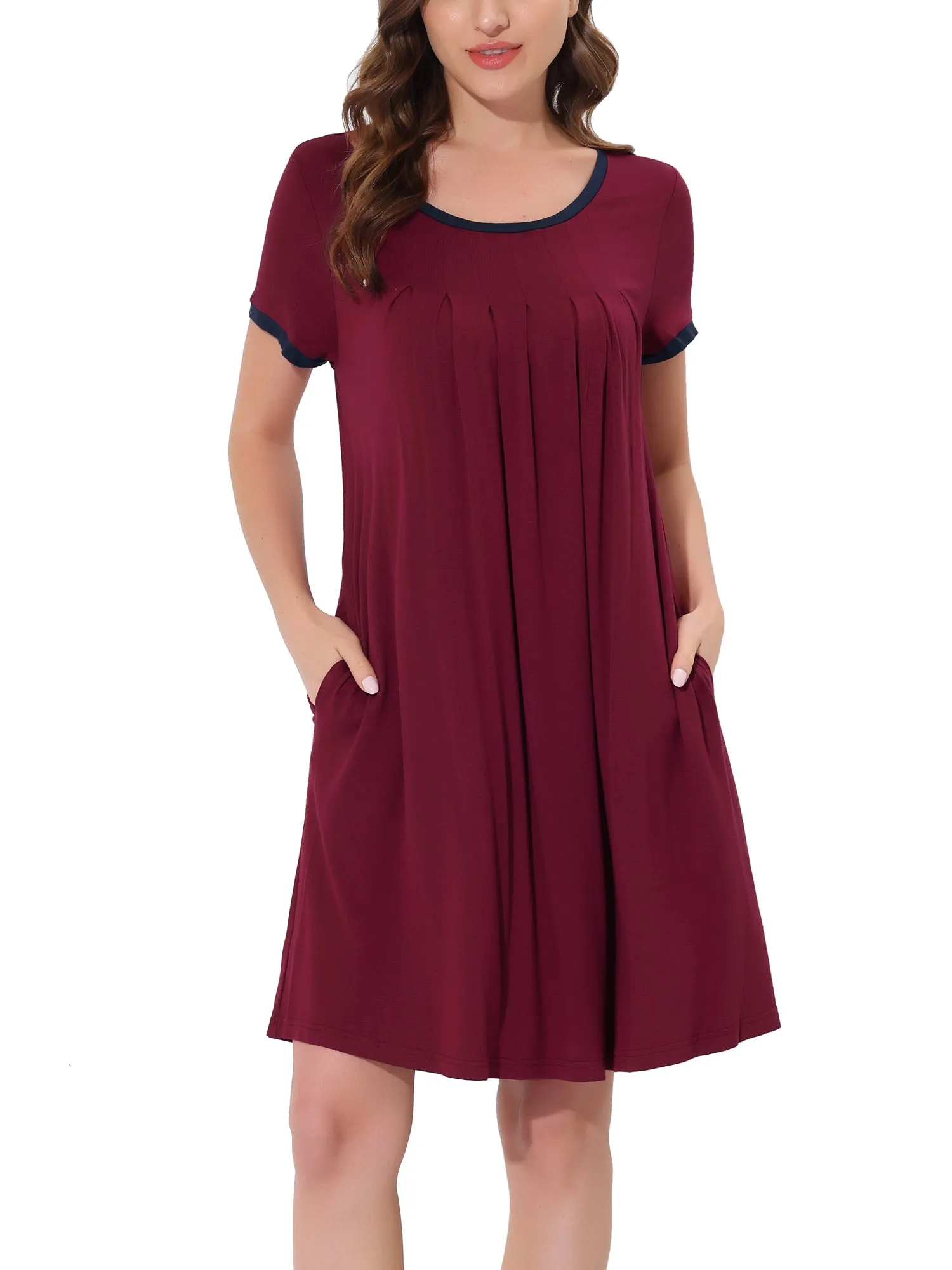 Women's Sleepwear Pajama Dress Soft Nightshirt with Pockets Lounge Nightgown